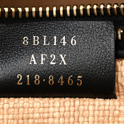 Fendi Straw Vitello King Logo Woven Medium By The Way Boston Bag Paglia Black 7 of 10