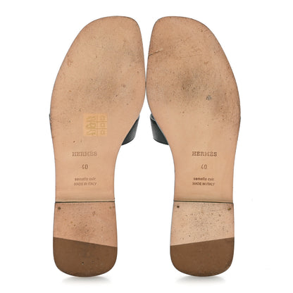 Hermes Epsom Oran Sandals 40 Vert Bouteille 6 of 10