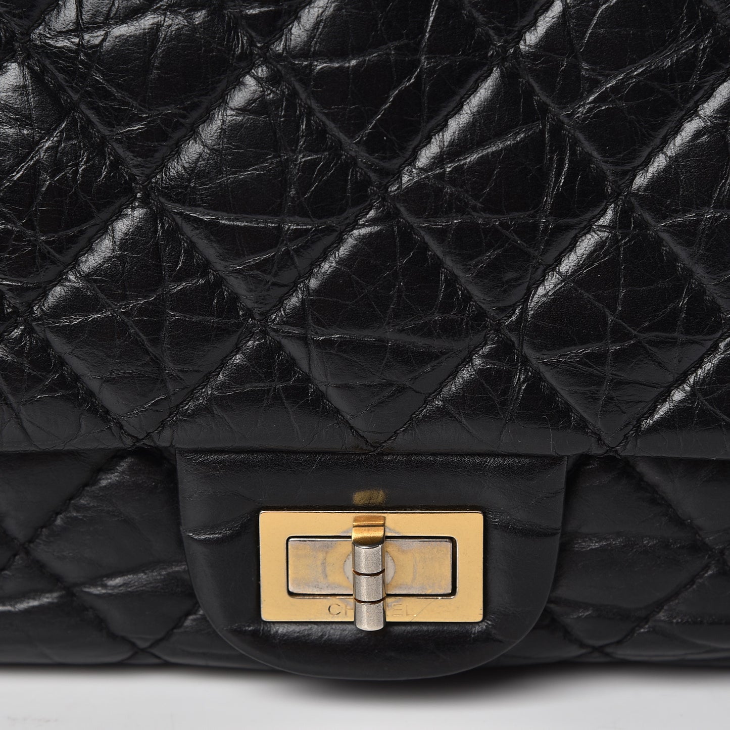 Aged Calfskin Quilted 2.55 Reissue 227 Flap Black