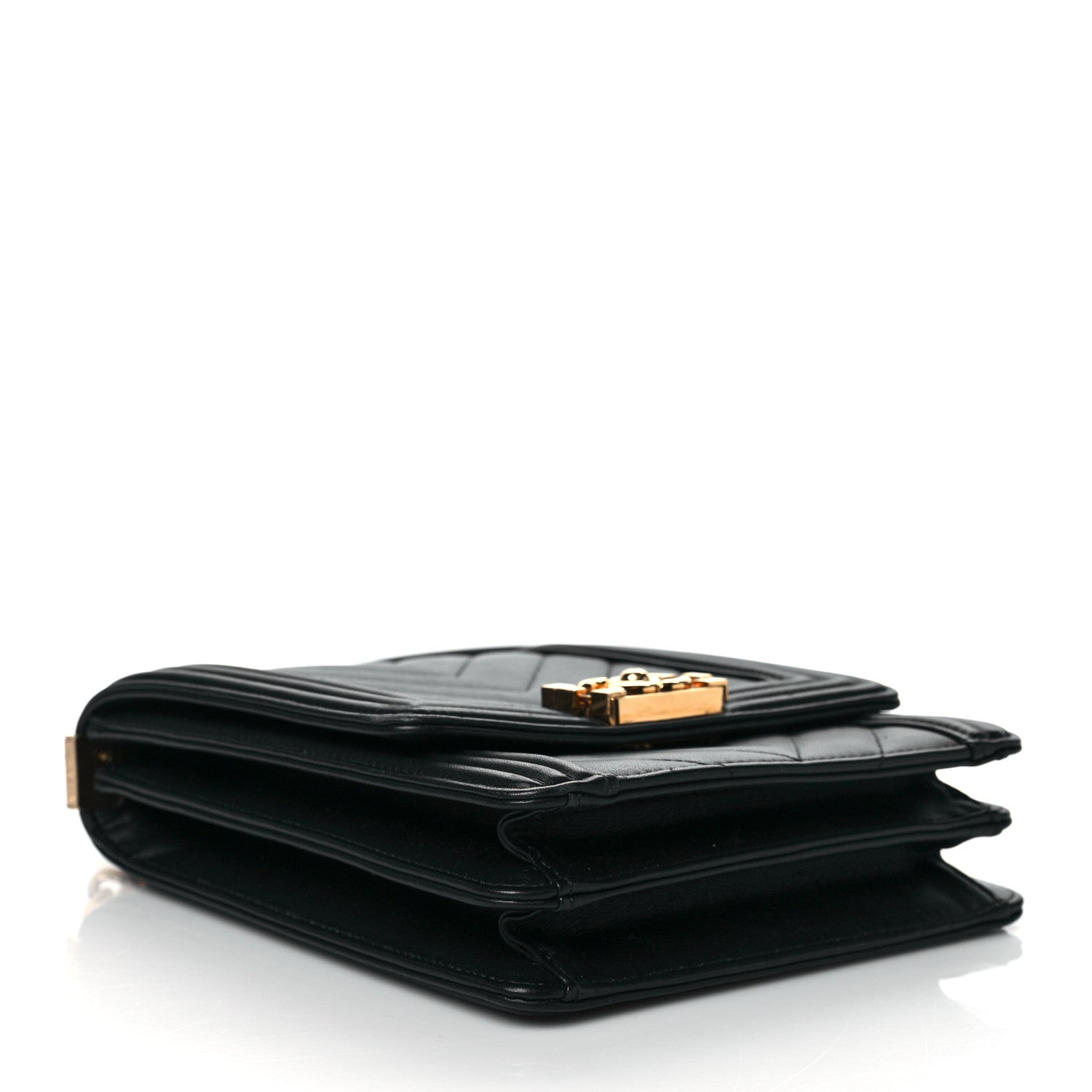 Chanel Calfskin Chrevron Quilted North South Boy Flap Black 4 of 10