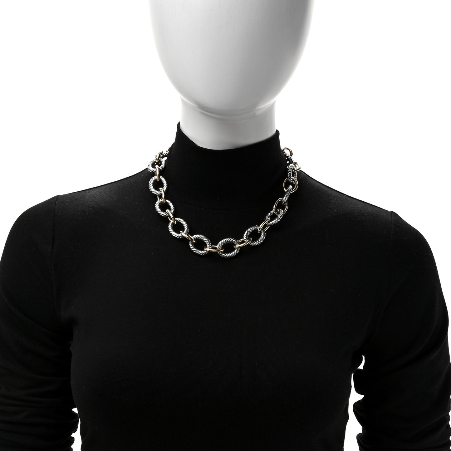 Sterling Silver 18K Yellow Gold 18mm Extra Large Oval Link Necklace