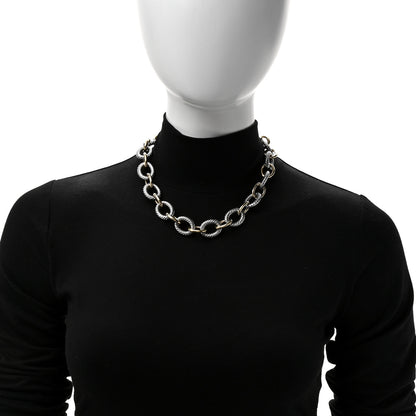 David Yurman Sterling Silver 18K Yellow Gold 18mm Extra Large Oval Link Necklace 2 of 6