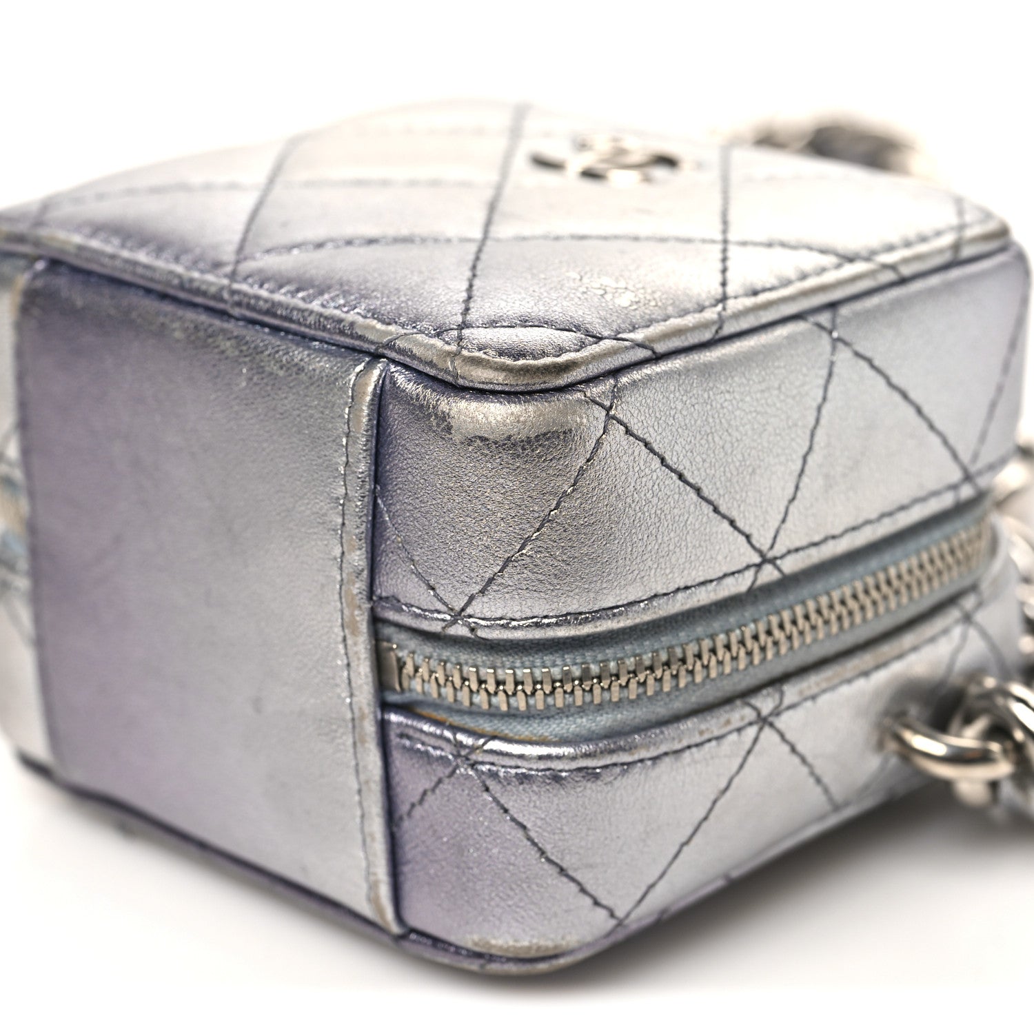 Chanel Gradient Metallic Lambskin Quilted Like A Wallet Clutch With Chain Silver Purple 10 of 13