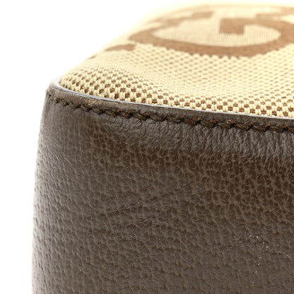 Gucci Monogram Jumbo GG Textured Dollar Calfskin Web Messenger Shoulder Bag Camel Ebony New Acero 12 of 14