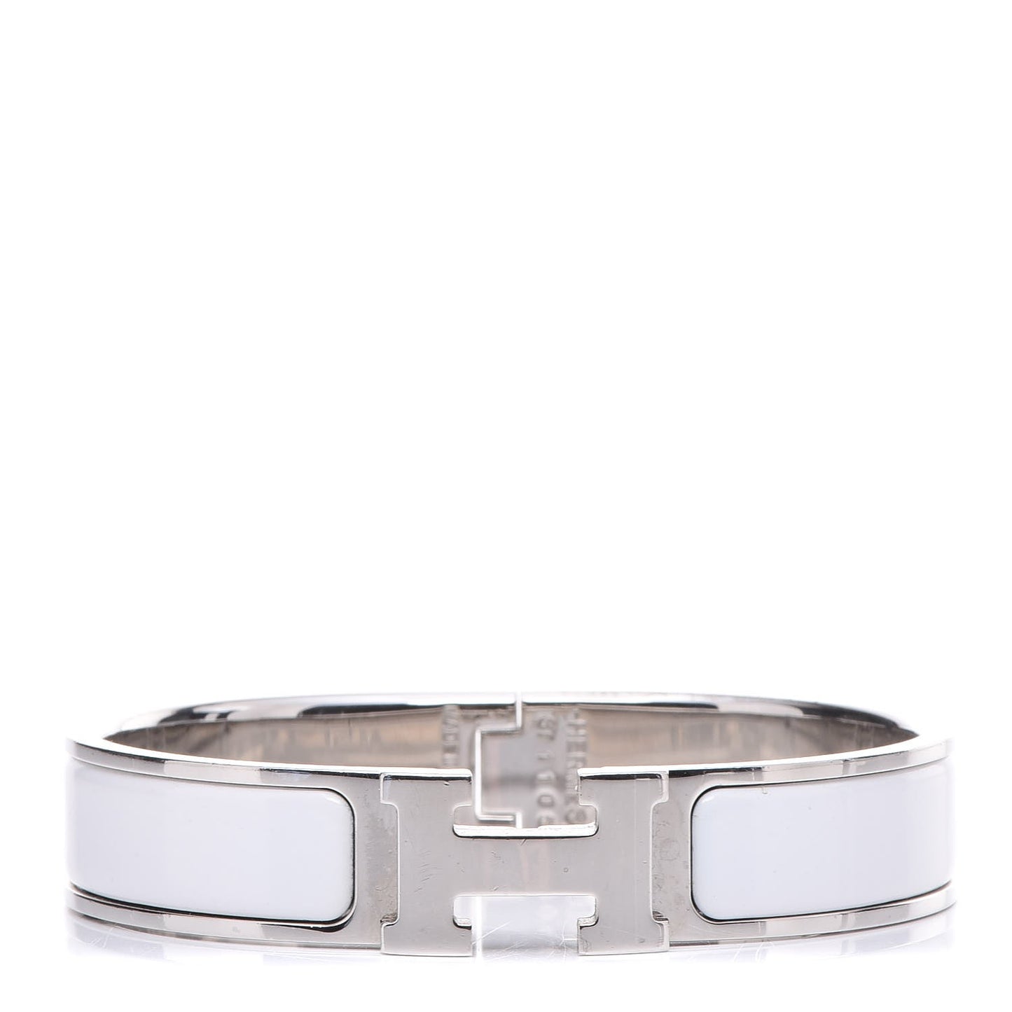 Enamel Narrow Clic Clac H Bracelet PM White