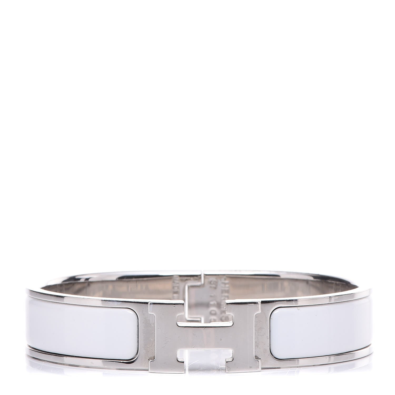 Hermes Enamel Narrow Clic Clac H Bracelet PM White 1 of 6