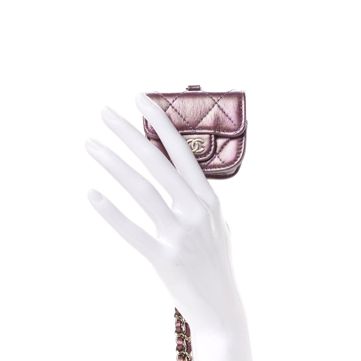 Iridescent Lambskin Quilted Airpods Pro Case Purple