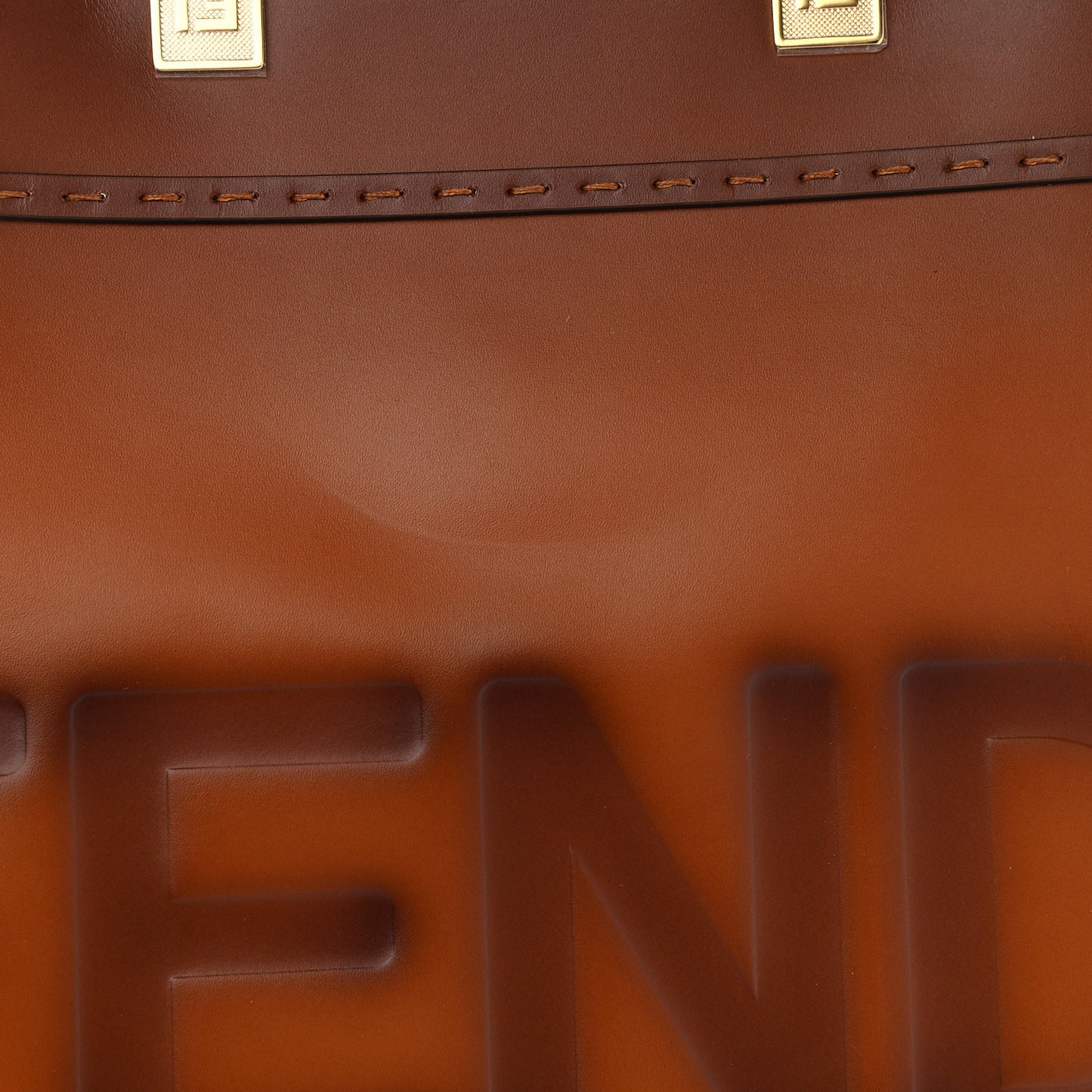 Vitello King Tamponato Plexiglass Logo Embossed Large Fendi Sunshine Shopper Tote Cuoio