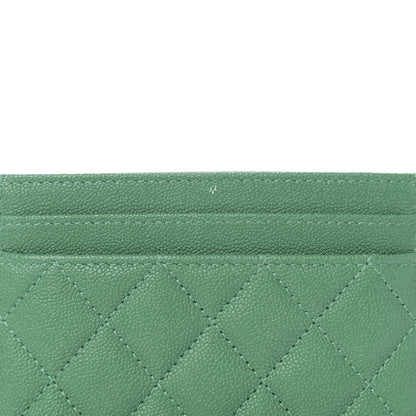 Chanel Caviar Quilted Boy Card Holder Green 8 of 9