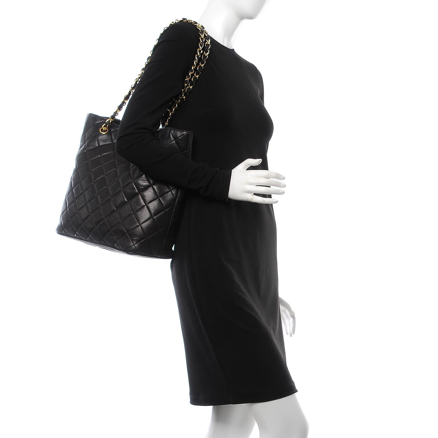 Lambskin Quilted Tote Black