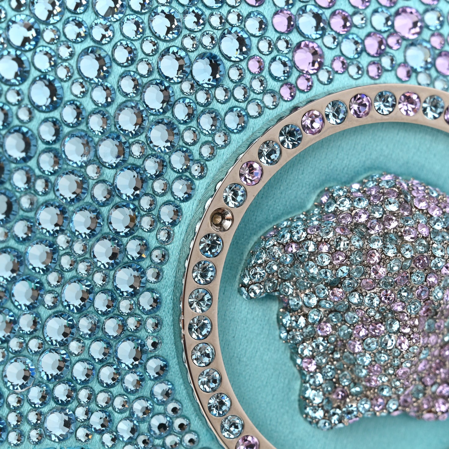 Satin Crystal Studded Mini La Medusa Bag Blue