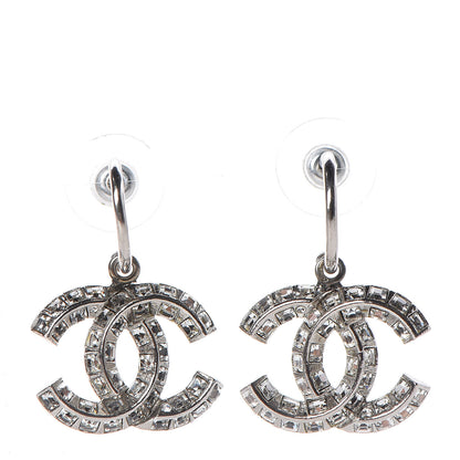Chanel Baguette Crystal CC Dangle Earrings Silver 1 of 6