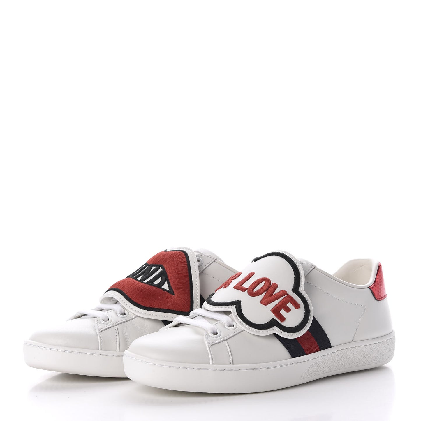 Calfskin Ayers Web Blind for Love Embroidered Womens Ace Sneakers 35 White