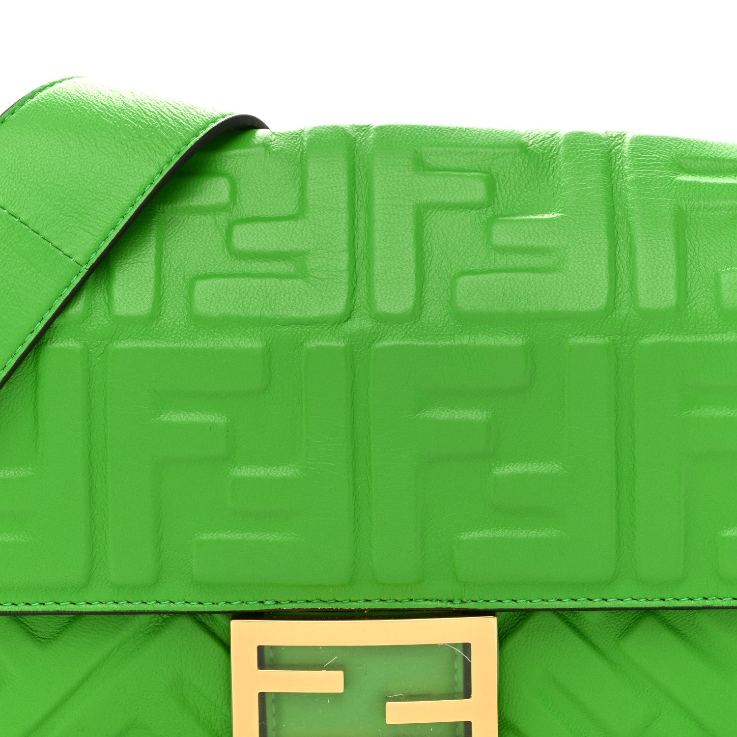 Fendi Nappa FF 1974 Embossed Baguette Tomatillo 8 of 10