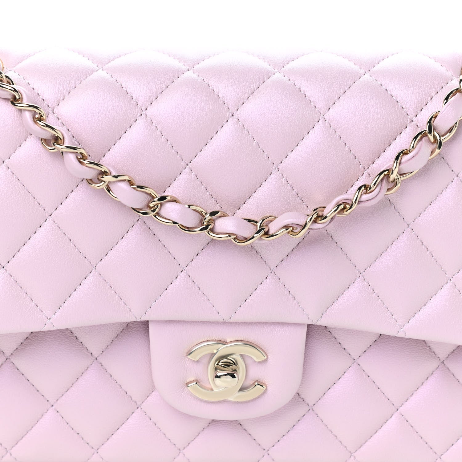 Chanel Iridescent Calfskin Quilted Medium Double Flap Light Pink 8 of 10