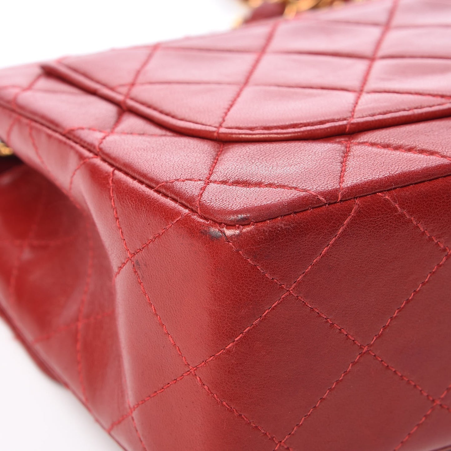 Lambskin Quilted Mini Square Flap Red