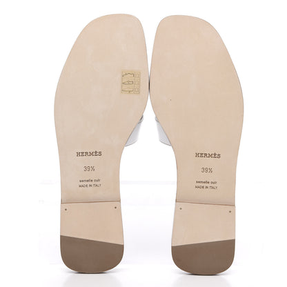 Hermes Box Calfskin Oran Sandals 39.5 White 5 of 9
