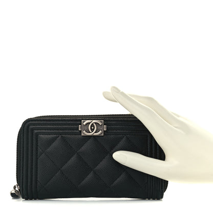 Chanel Caviar Quilted Small Boy Zip Around Wallet Black 2 of 10