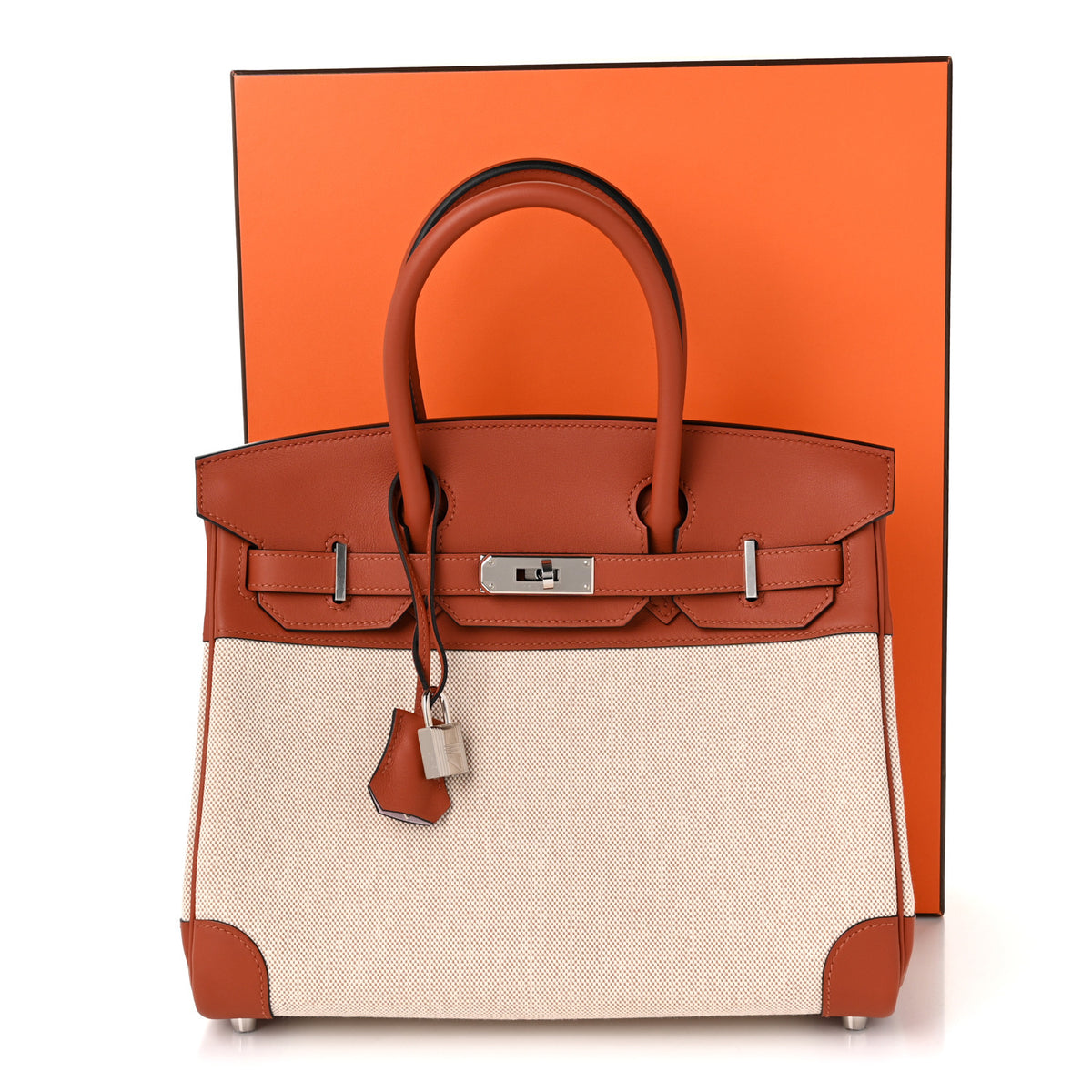 Toile Swift Verso Birkin 30 Cuivre Mauve Pale