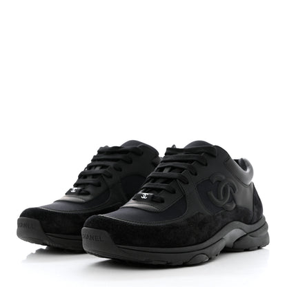 Chanel Fabric Calfskin Suede CC Sneakers 39 Black 3 of 9