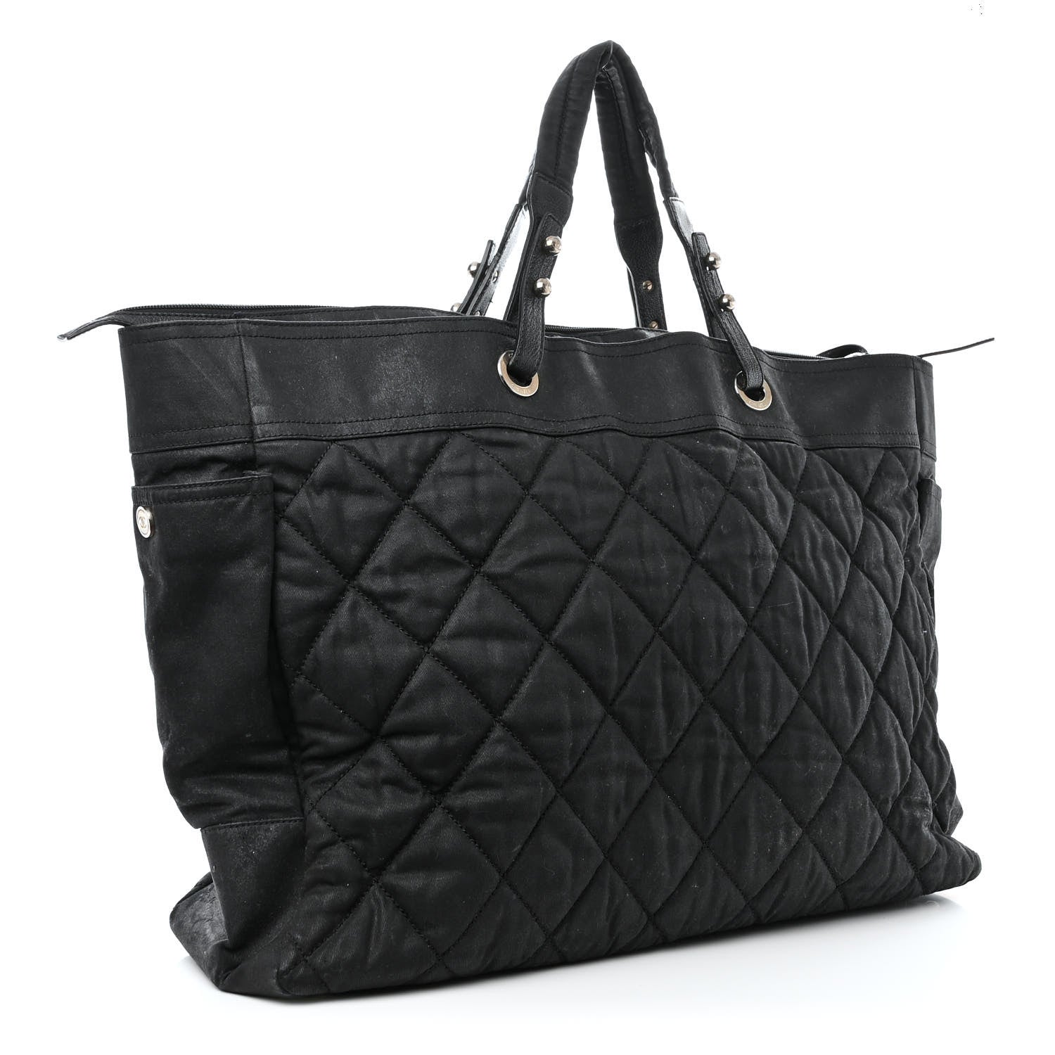 Chanel Coated Canvas Stitched XL Paris Biarritz Tote Black 4 of 20