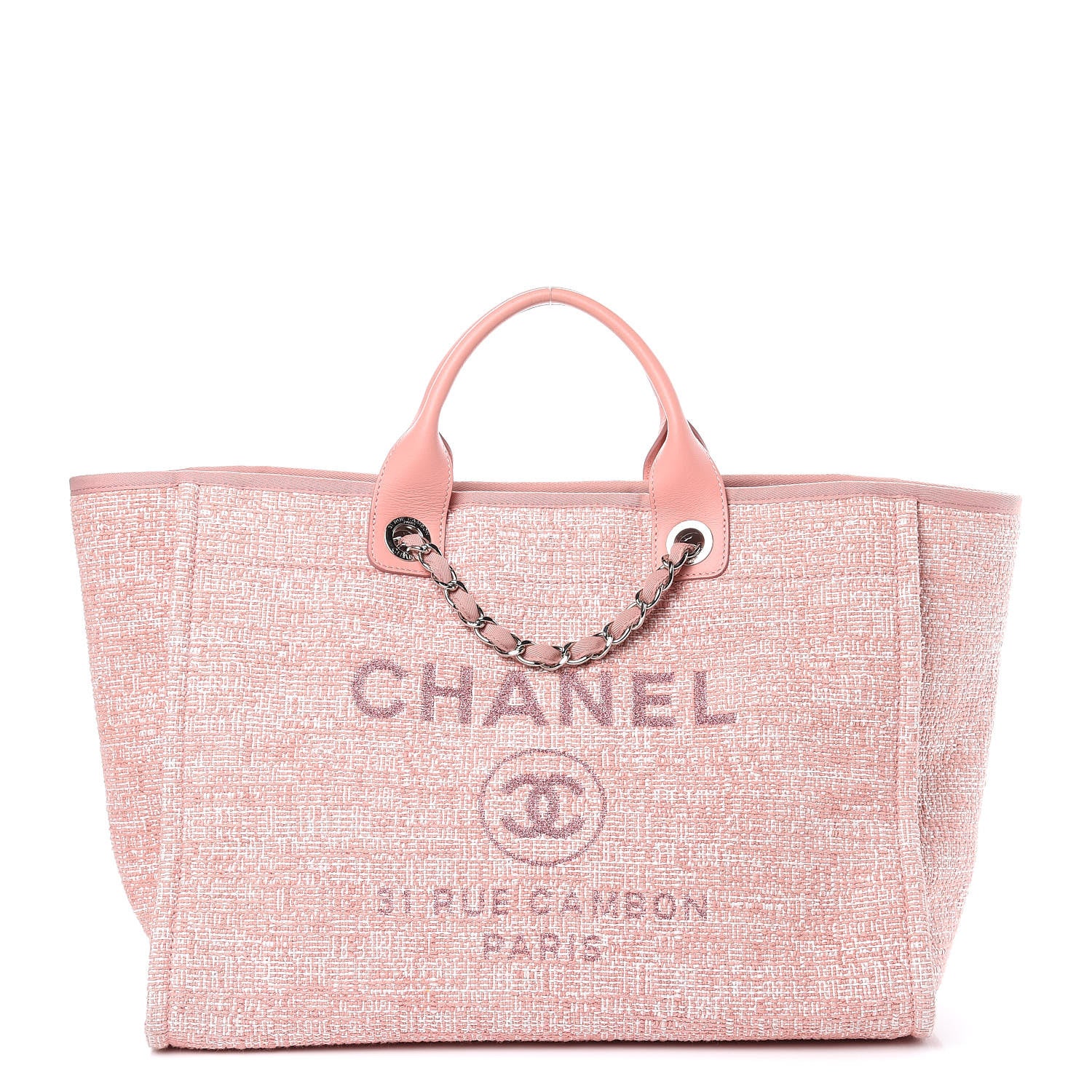 Chanel Straw Lurex Large Deauville Tote Pink 1 of 13