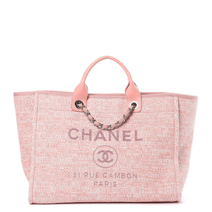 Chanel Straw Lurex Large Deauville Tote Pink 1 of 13
