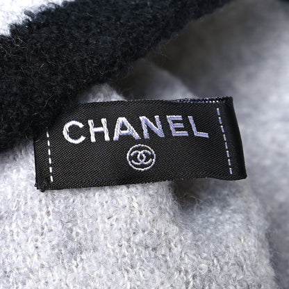 Chanel Cashmere Silk CC Beanie Hat Grey Black 5 of 5
