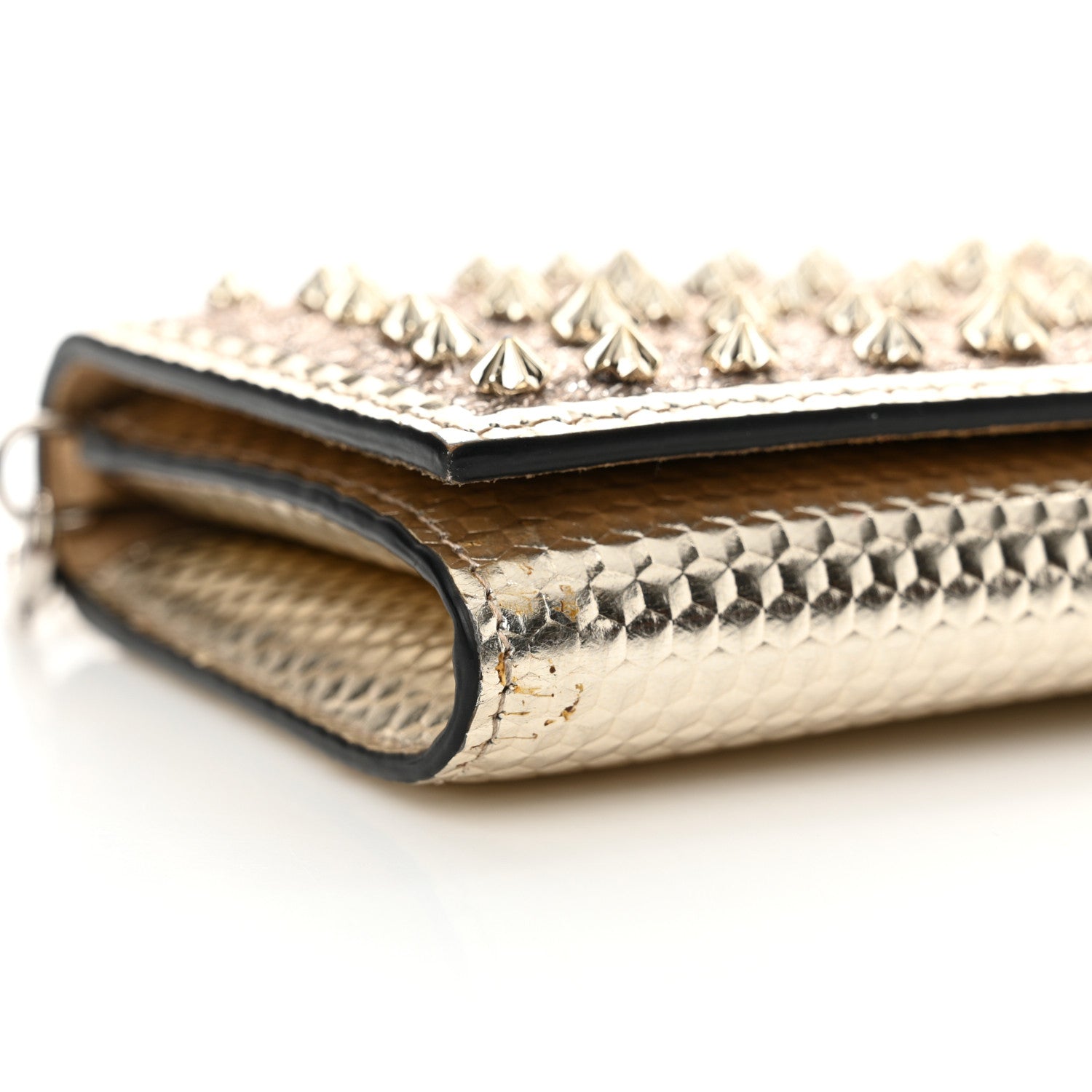 Christian Louboutin Patent Calfskin Pearl Boudoir Glitter Chain Wallet Platinum 9 of 11