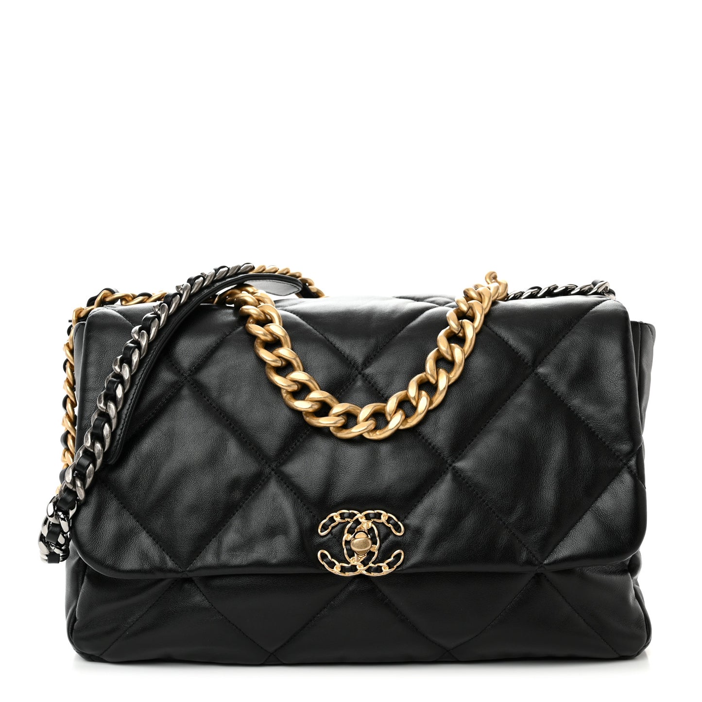Lambskin Quilted Maxi Chanel 19 Flap Black