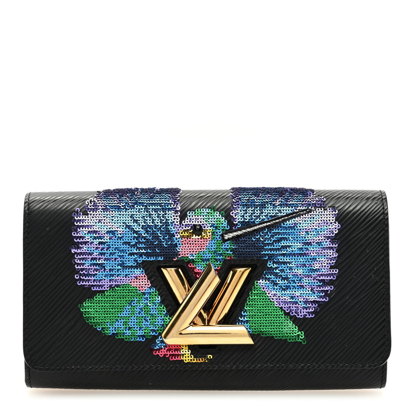 Epi Sequin Bird Twist Wallet Black