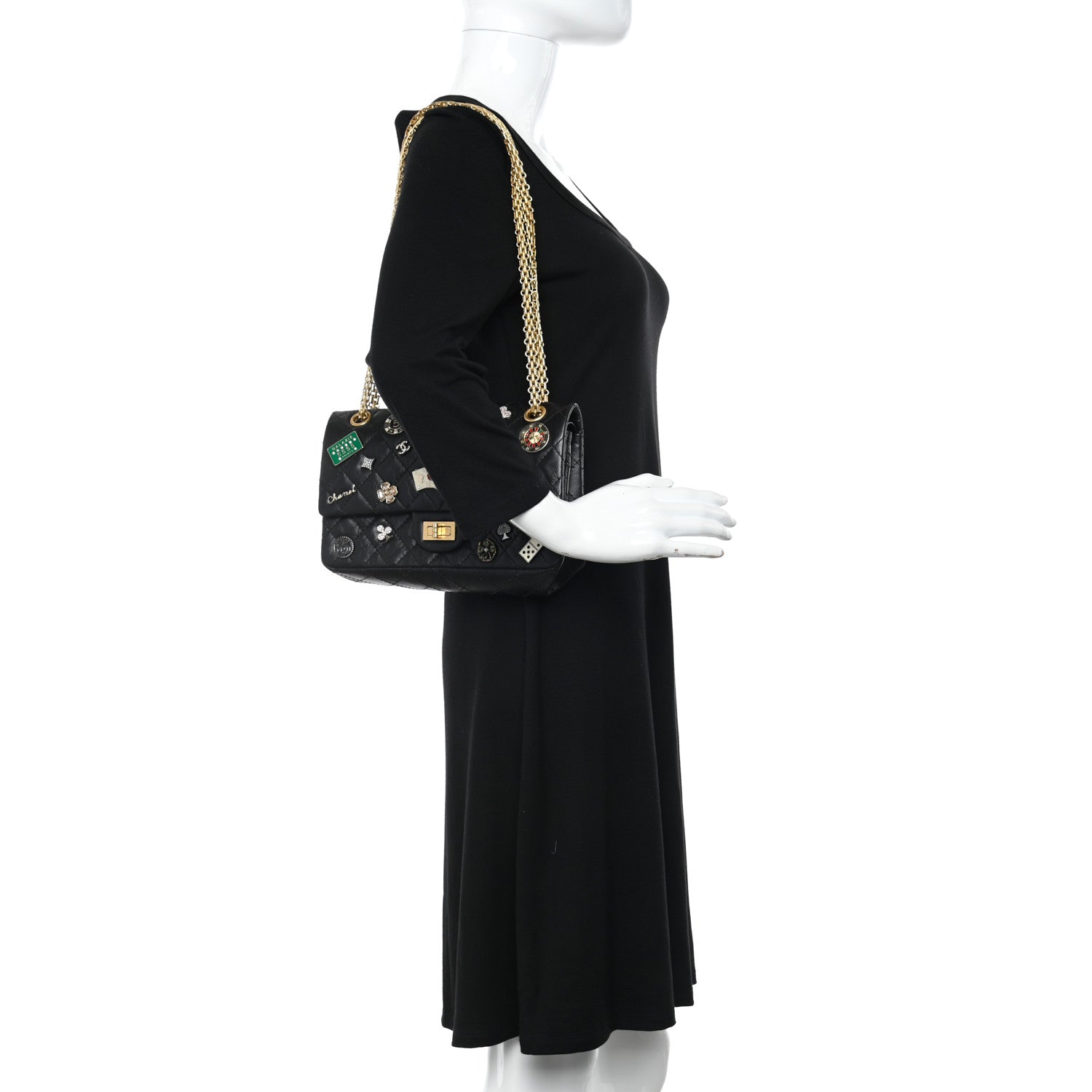 Chanel Aged Calfskin Lucky Charms 2.55 Reissue 225 Flap Black 2 of 11