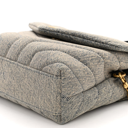 Saint Laurent Denim Y Quilted Monogram Toy Loulou Crossbody Bag Grey 9 of 10