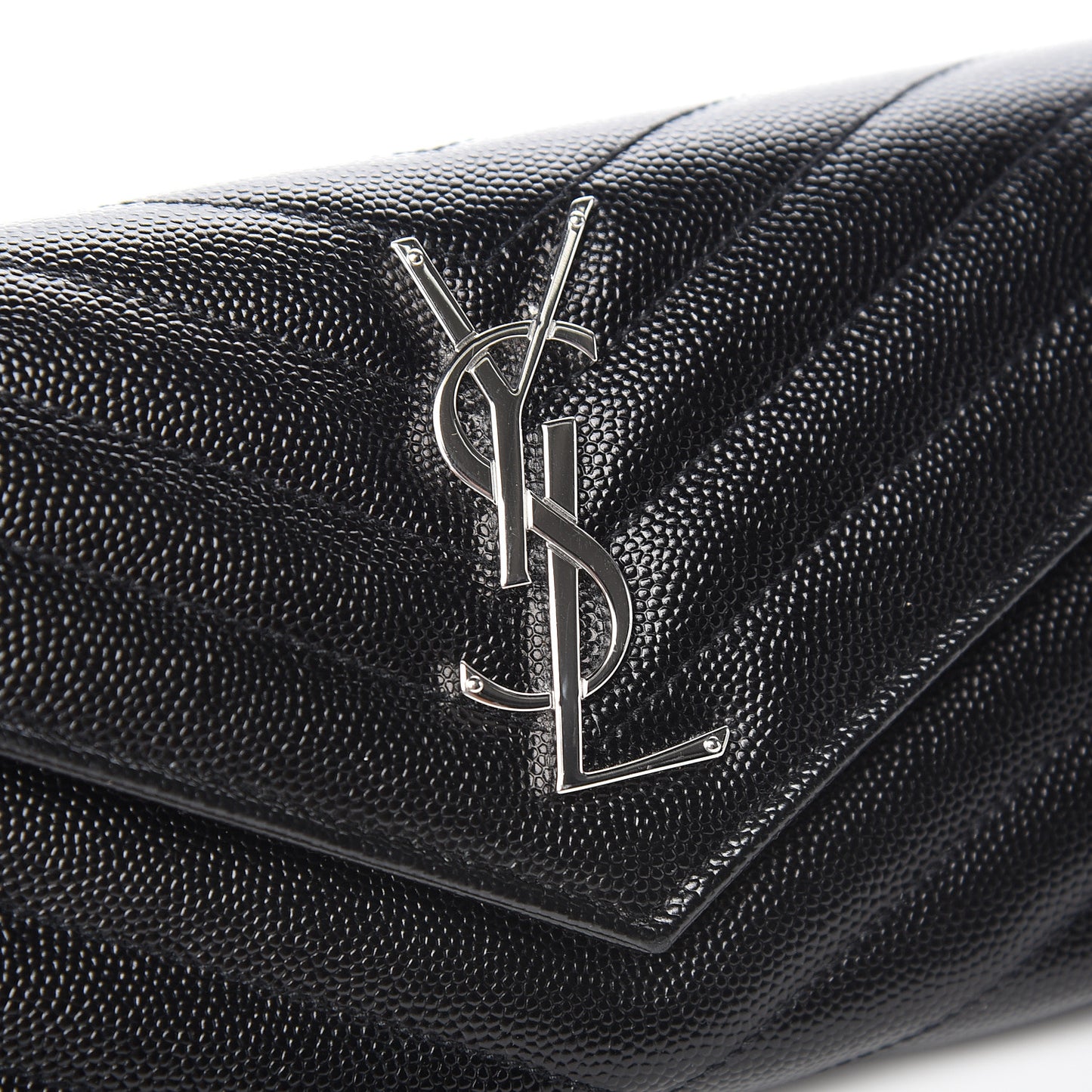 Grain De Poudre Matelasse Chevron Monogram Flap Wallet Black