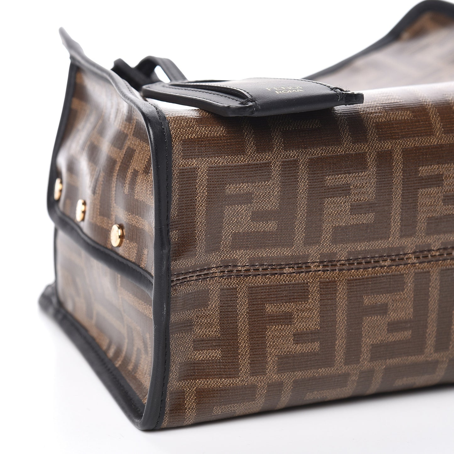 Glazed Fabric Vitello Century FF 1974 Stamp Patch Mini Peekaboo Defender Cover Mogano Panna Black
