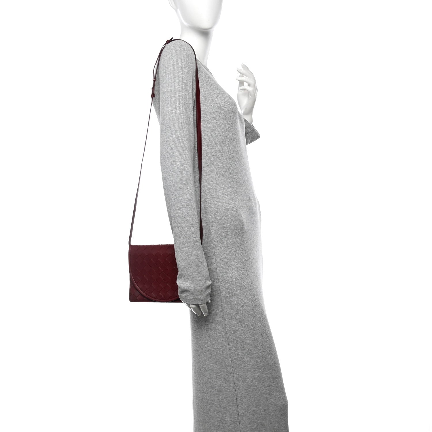 Bottega Veneta Nappa Intrecciato Flap Bag Burgundy 2 of 14