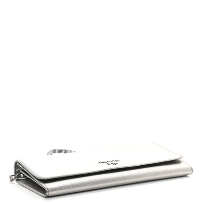 Prada Saffiano Metal Oro Chain Wallet Cromo 3 of 7