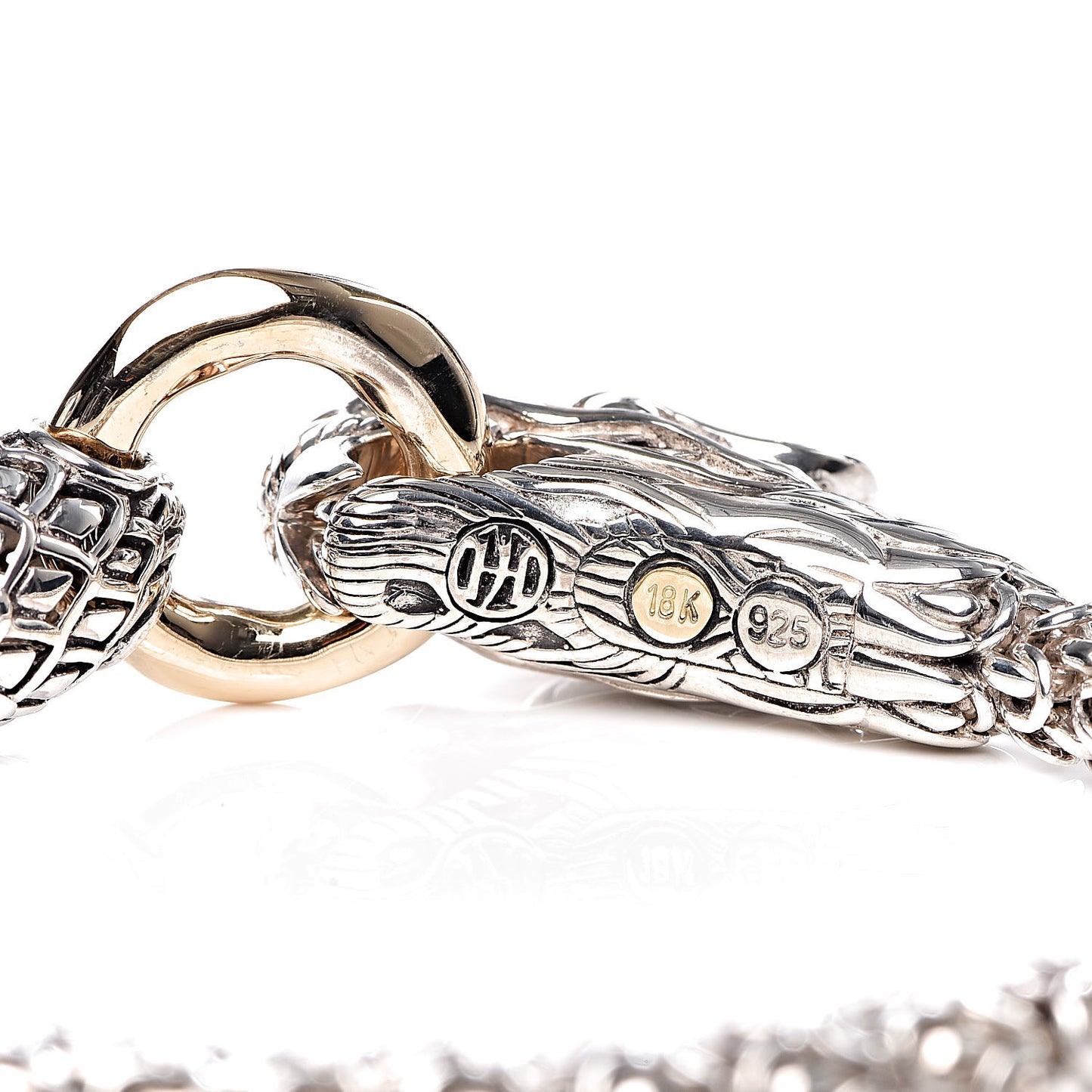 Sterling Silver 18K Yellow Gold 6mm Naga Dragon Bracelet
