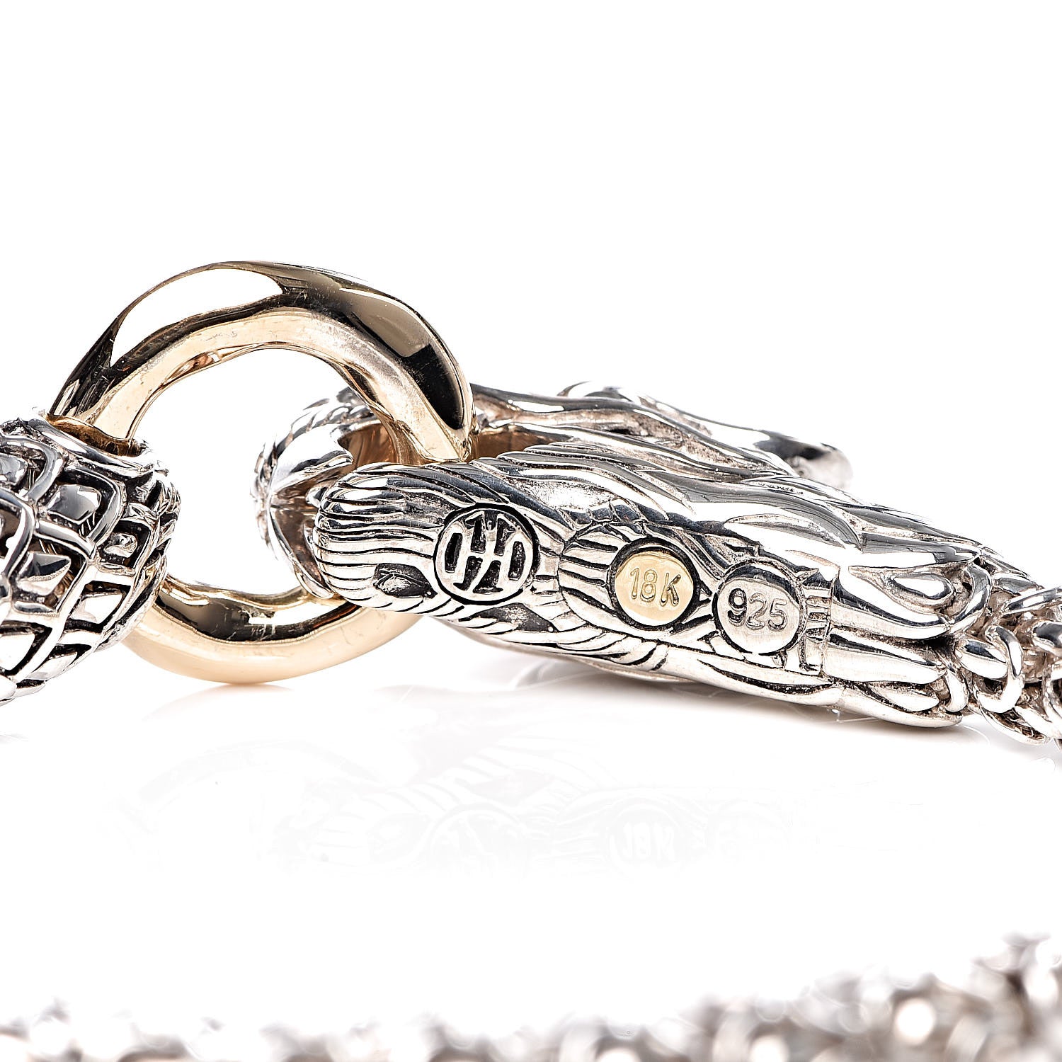 John Hardy Sterling Silver 18K Yellow Gold 6mm Naga Dragon Bracelet 5 of 6