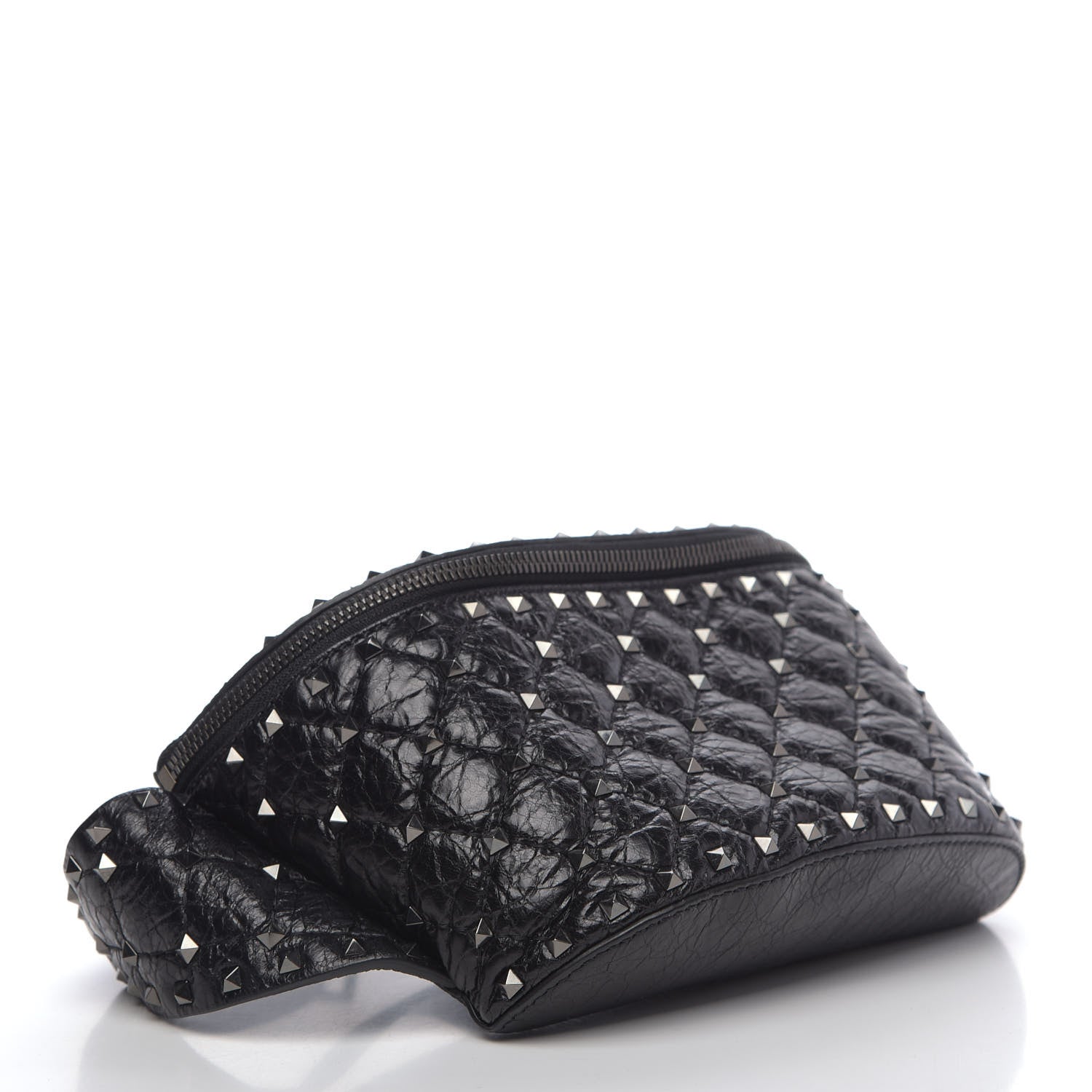 Valentino Garavani Craquele Nappa Rockstud Spike Belt Bag 85 Black 4 of 10