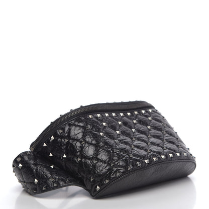 Valentino Garavani Craquele Nappa Rockstud Spike Belt Bag 85 Black 4 of 10