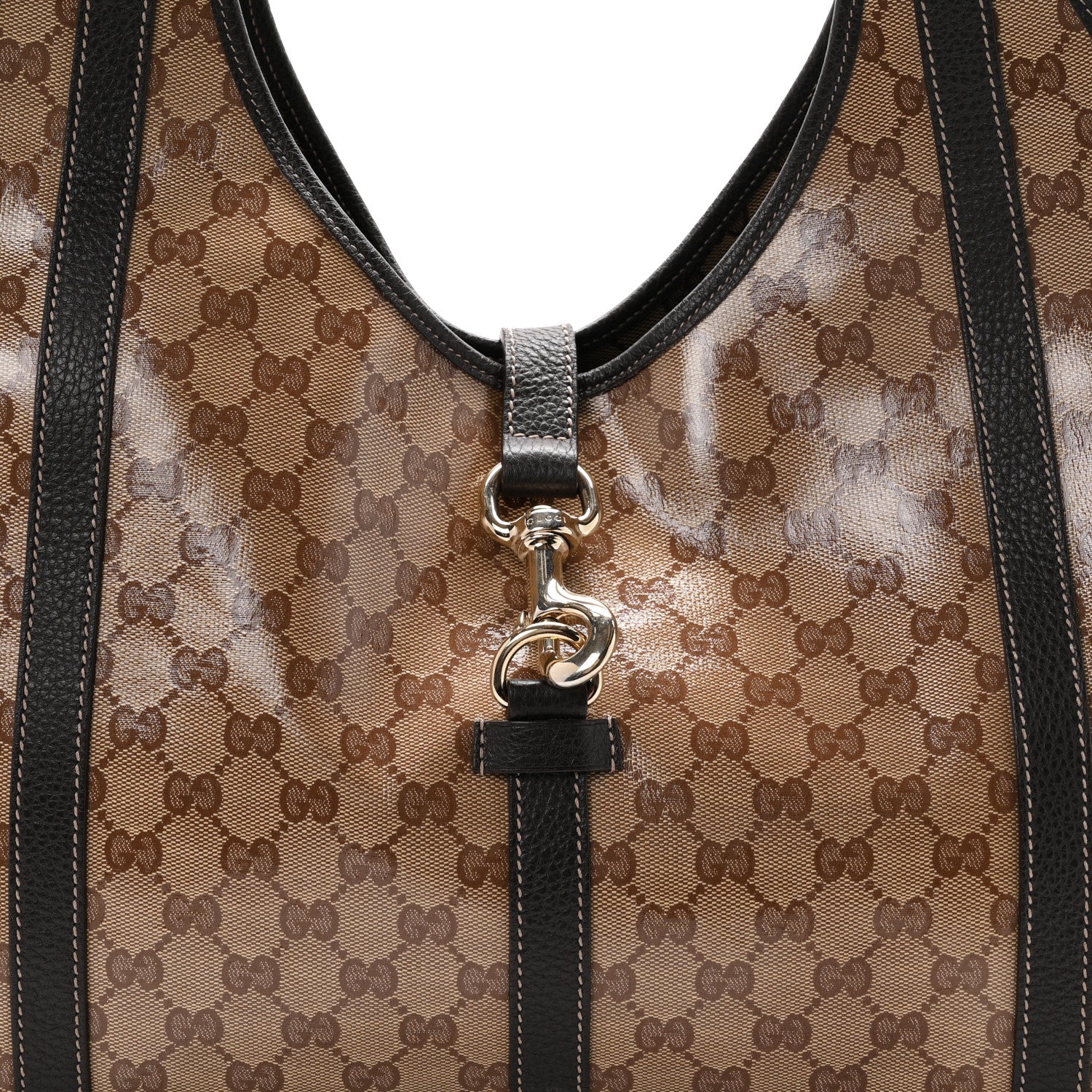 Gucci Crystal Monogram Dollar Calfskin Medium Joy Shoulder Bag Beige Ebony Testa Di Moro 8 of 10