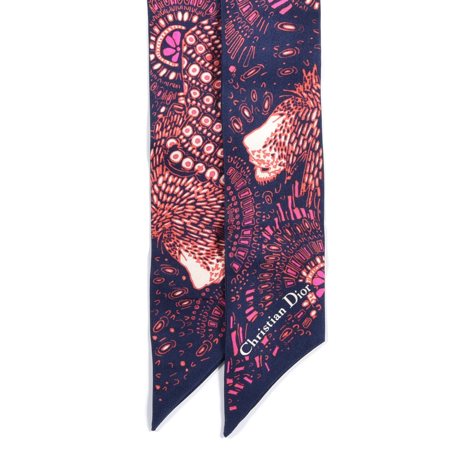 Christian Dior Silk Animals Lion Mitzah Scarf Pink 2 of 3
