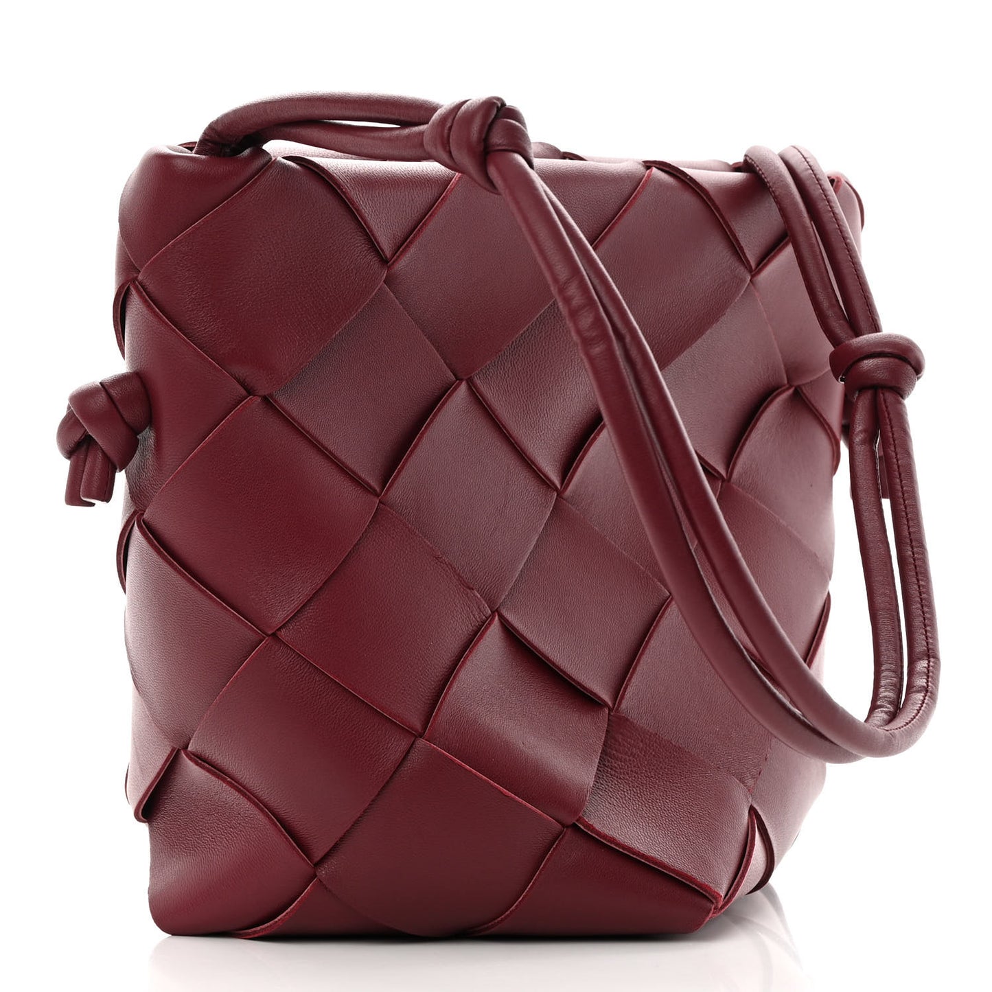 Nappa Maxi Intrecciato Clasp Bucket Bag Bordeaux