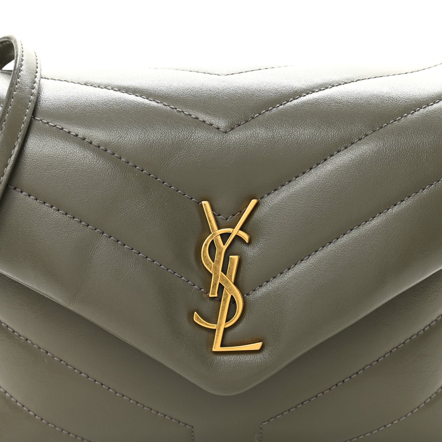 Calfskin Y Quilted Monogram Toy Loulou Crossbody Bag Grey Kaki