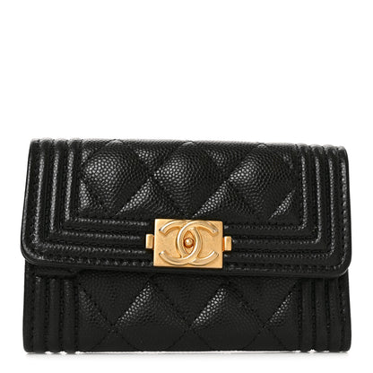 Chanel Caviar Quilted Boy Flap Card Holder Black 1 of 7