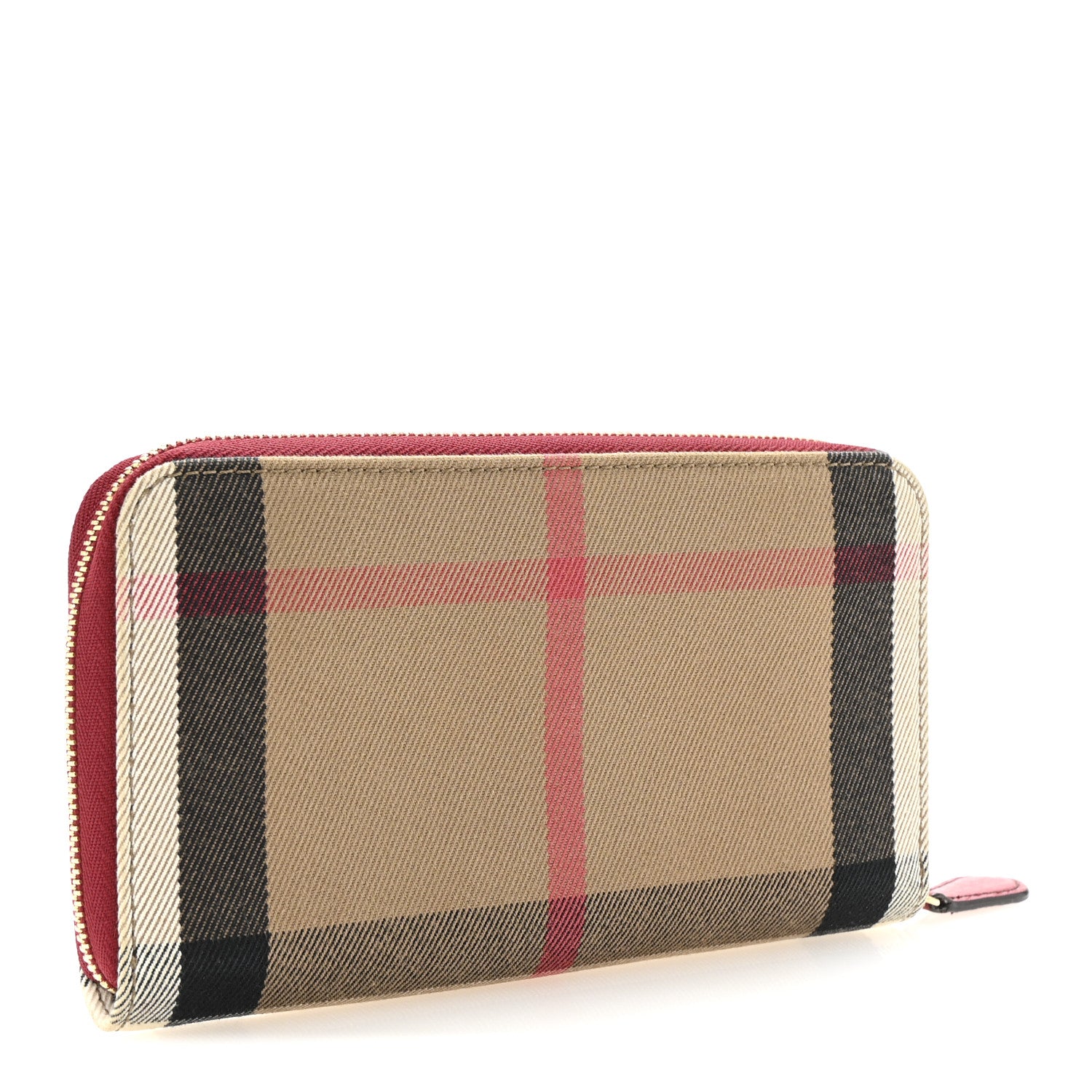 Burberry Grainy Calfskin House Check Elmore Zip Around Wallet Russet Red 3 of 6