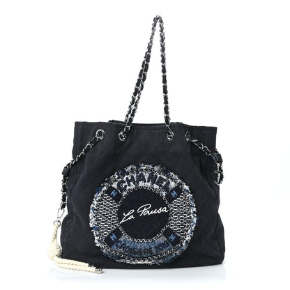 Chanel Canvas Quilted La Pausa Large Shopping Tote Navy 1 of 9