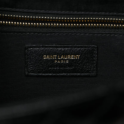 Saint Laurent Grain De Poudre Textured Mixed Matelasse Large Triquilt Monogram Satchel Black 6 of 10