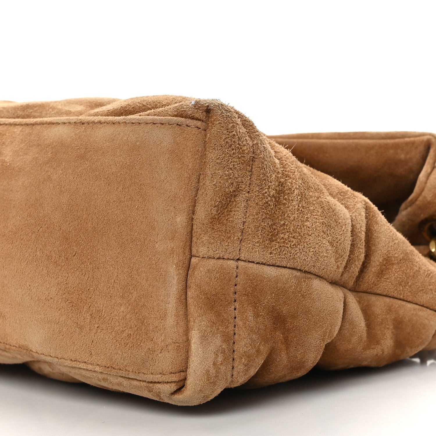 Saint Laurent Suede Calfskin Quilted Small Loulou Puffer Monogram Chain Satchel Cinnamon 9 of 9